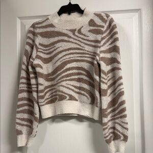 Abercrombie Kids Zebra Pattern Sweater in Brown and Cream